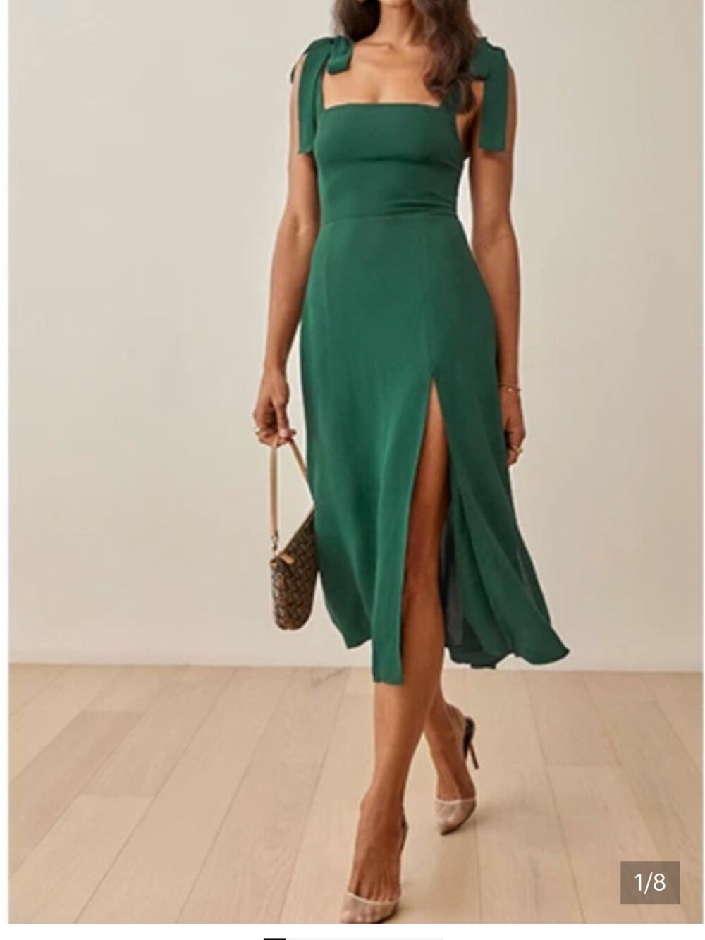 Like new Reformation twilight Green and White Floral Midi Dress - Picture 4 of 5